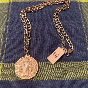 Silver Saint Benedict Medal Necklace
